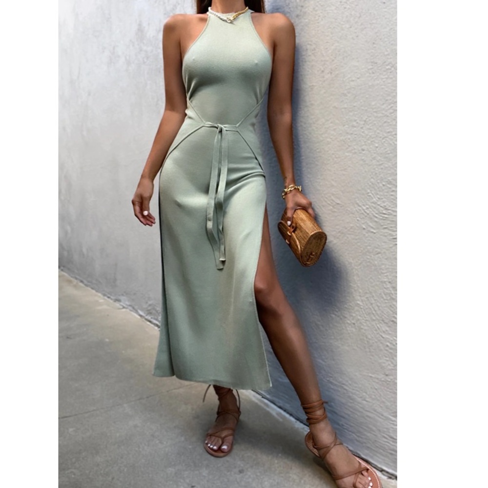 Sage green midi dress